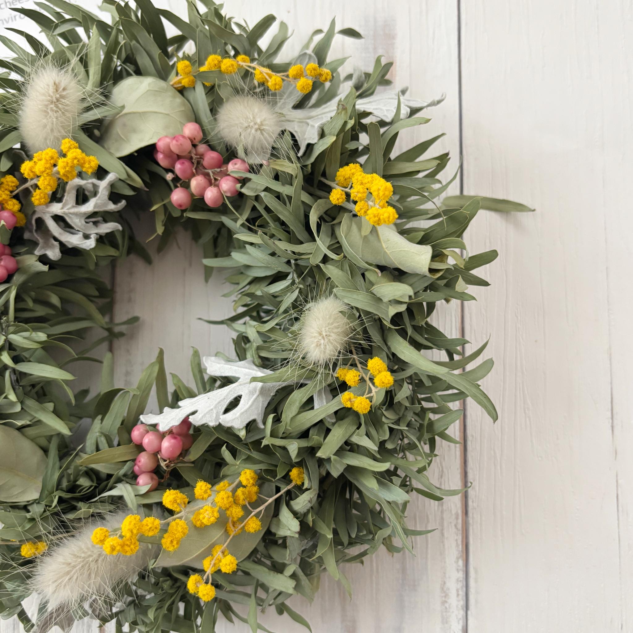 【早割】グリーンとピンクのドライフラワーリース｜ナチュラル派の母の日ギフトにも◎ | 10枚目